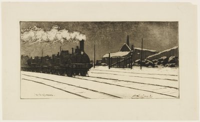 Locomotiva, effetto neve, c.1888 da Henri Charles Guérard